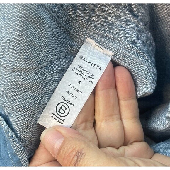 ATHLETA Women's Size 4 Light Blue Cabo 100% Linen Jogger Pants Drawstring Waist - Picture 8 of 13